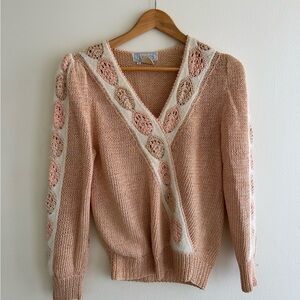 Vintage Nannell linen/ angora hand knit sweater size S